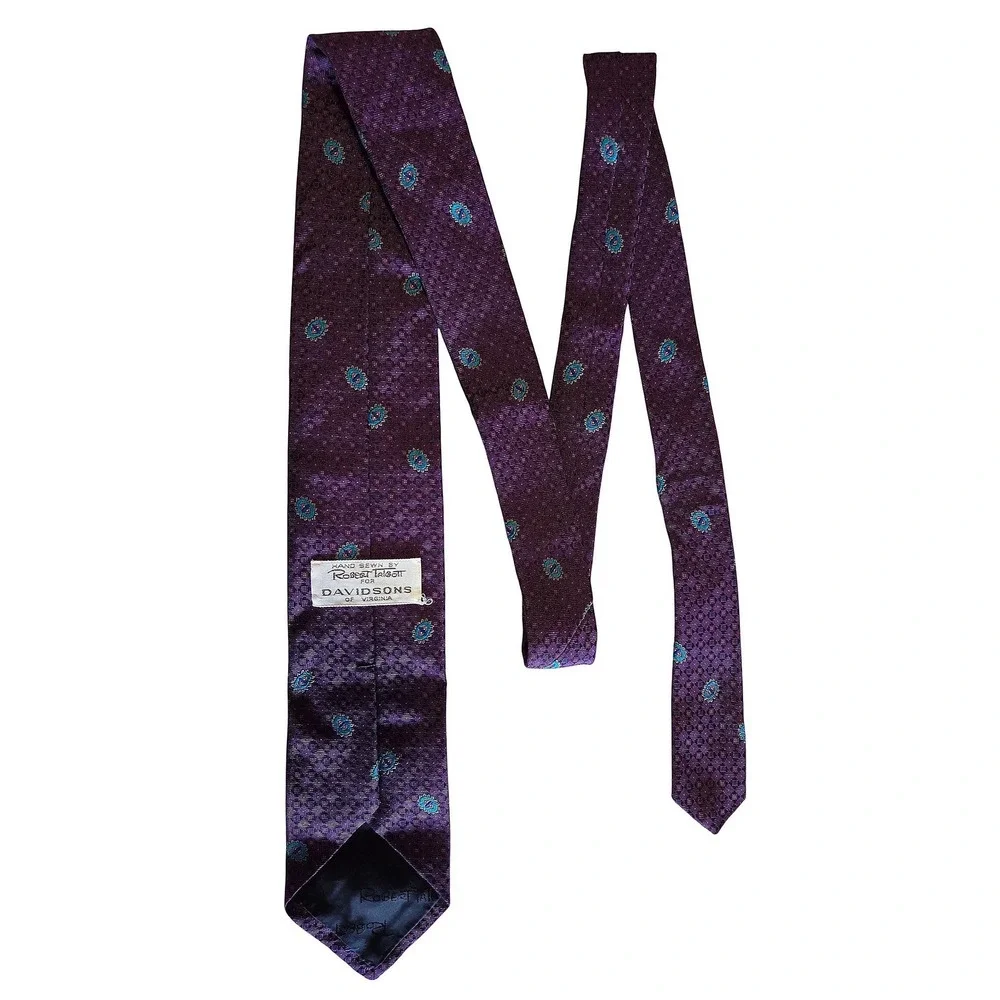 Robert Talbott‎ Silk Tie Purple Geometric Medallion Made in England Luxury